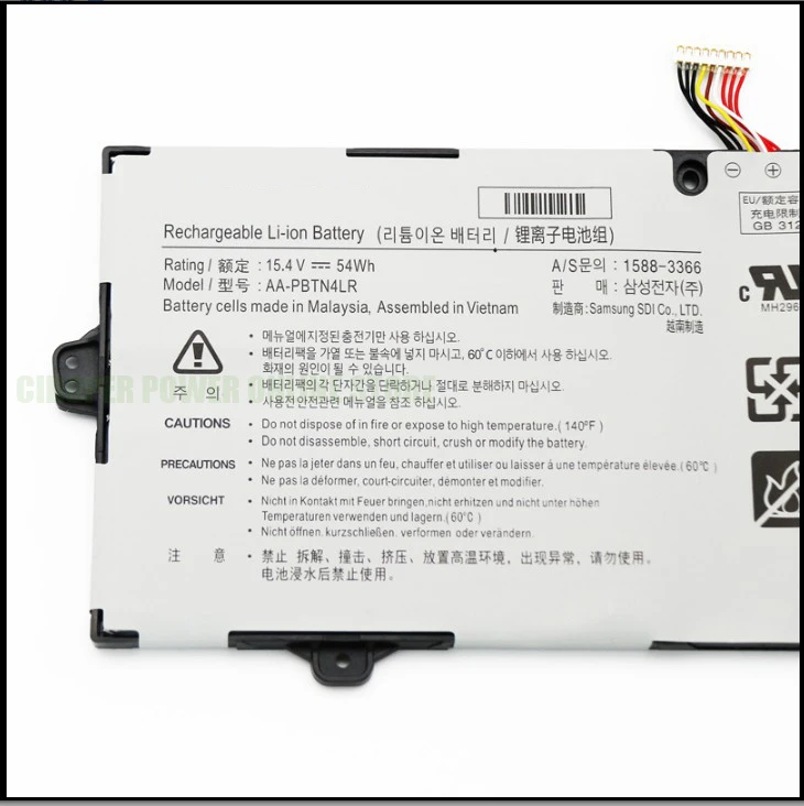 CP Battery AA-PBTN4LR 15.4V/54Wh/3530mAh For NP940X5M-X02US NP940X3M-K01US NOTEBook 9 PRO 15 NP940X5N NT950QAA Notebook