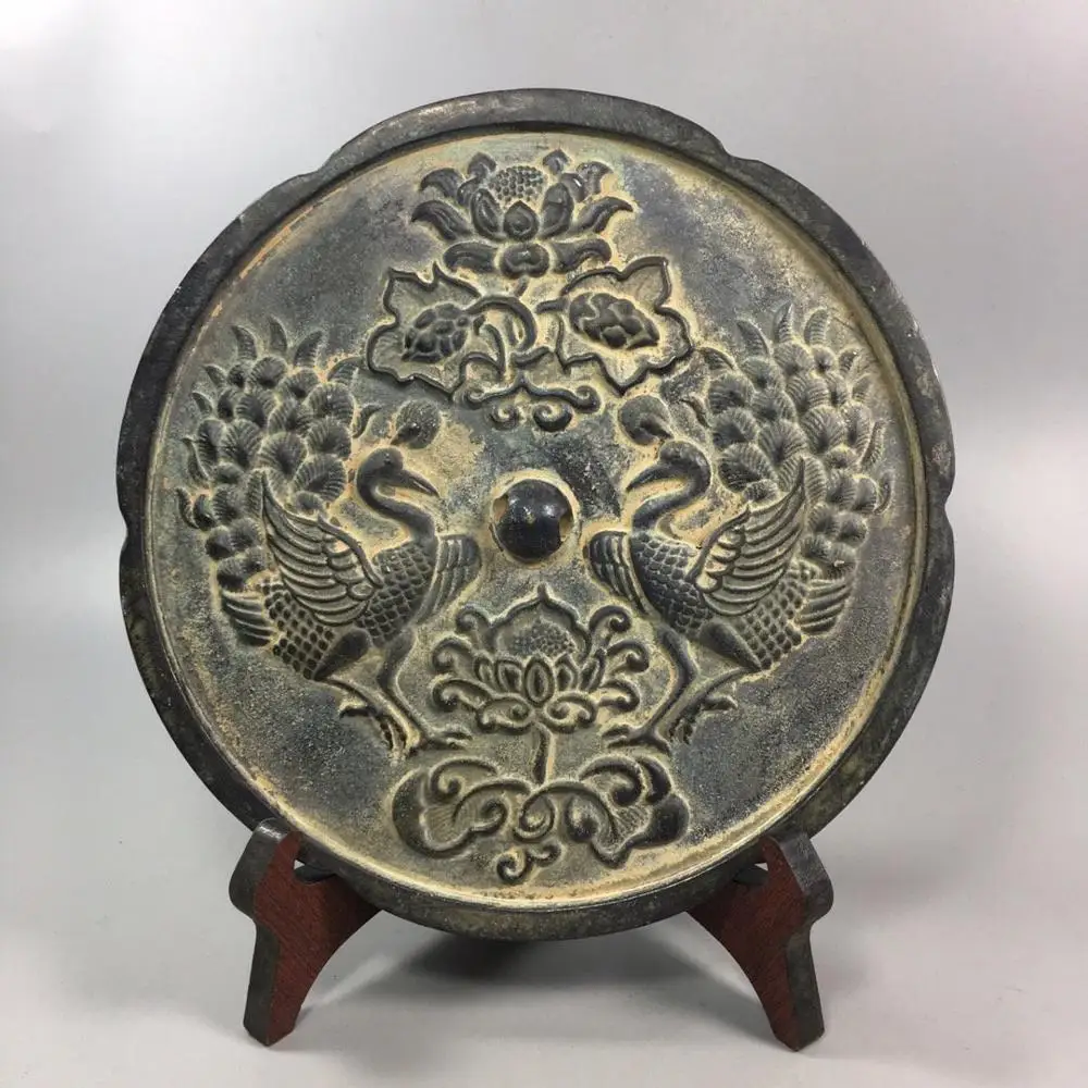 

Exquisite Antique Round Crane Bronze Mirror Ornament