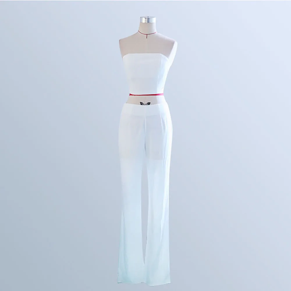 Rocwickline New Summer & Autumn Women's Jumpsuits Sexy & Club Solid Strapless Sheath Lace Formal Elegant Vintage Slim Jumpsuits