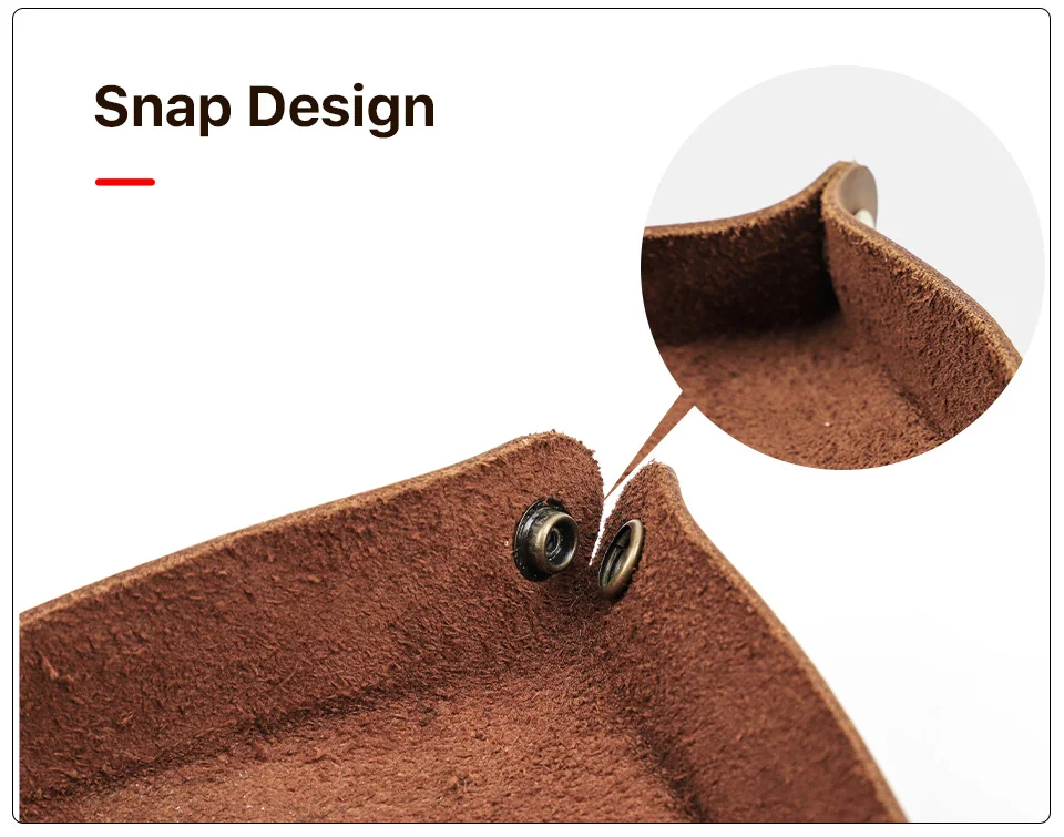 Creative Genuine Leather Valet Snap Tray Home Ofiice Desk Organizer Jewelry Pen Key Coin Desktop Storage Tray Folding Storage