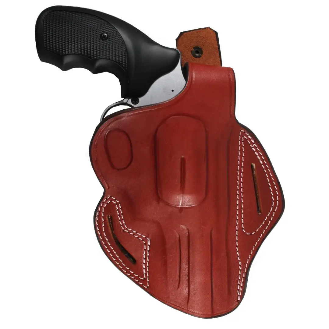 

YT HOBBY S & W 357 CAL (2.5 ") handmade Pancake Style Leather OWB Carry Two Slot Thumb Break Pistol Firearm Gun Holster