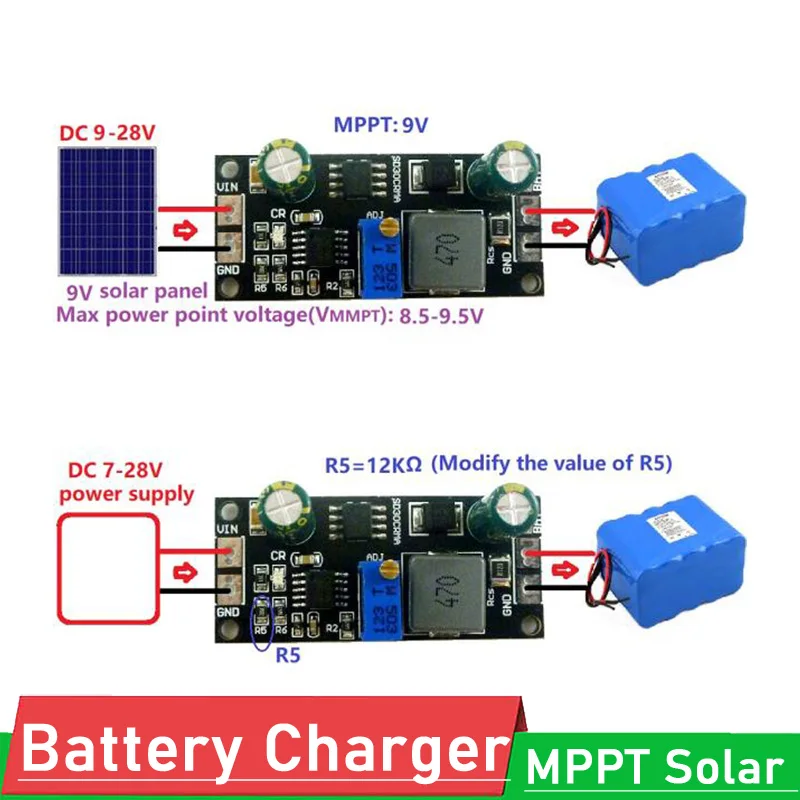 9V 12V 18V MPPT modulo caricabatterie regolatore solare 1A 3.2V 3.7V 3.8V 7.4V 11.1V 14.8V LiFePO4 ricarica delle celle al litio agli ioni di litio
