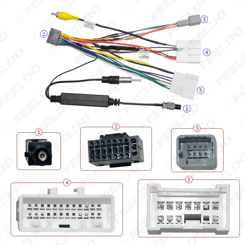 FEELDO Car Stereo Audio 16PIN Android Power Cable Adapter For Lada X-RAY2015-2020 CD/DVD Player Wiring Harness