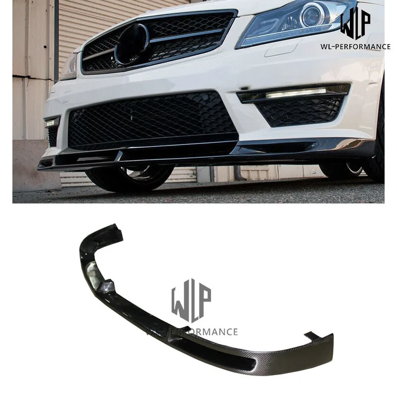 V Style Carbon Fiber Front Lip Splitter Car Styling Fit for Merceders-benz c Class W204 C63 Amg Car Body Kit 2011-2014