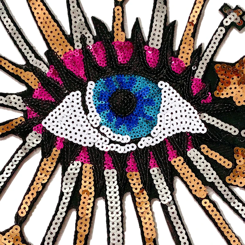 Sequins Eyes Embroidery Patch, Badges on Backpack, Patches Sewing Supplies, Iron-on for Clothing, Wholesale