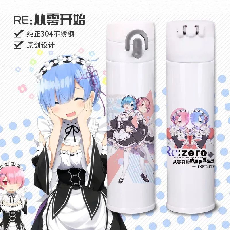 Japanese Anime Cartoon Vacuum Flask Thermos Kawaii Loli Girl Print Water Cup Coffee Tea Mug Bottles Gift For Girlfirend 2D live