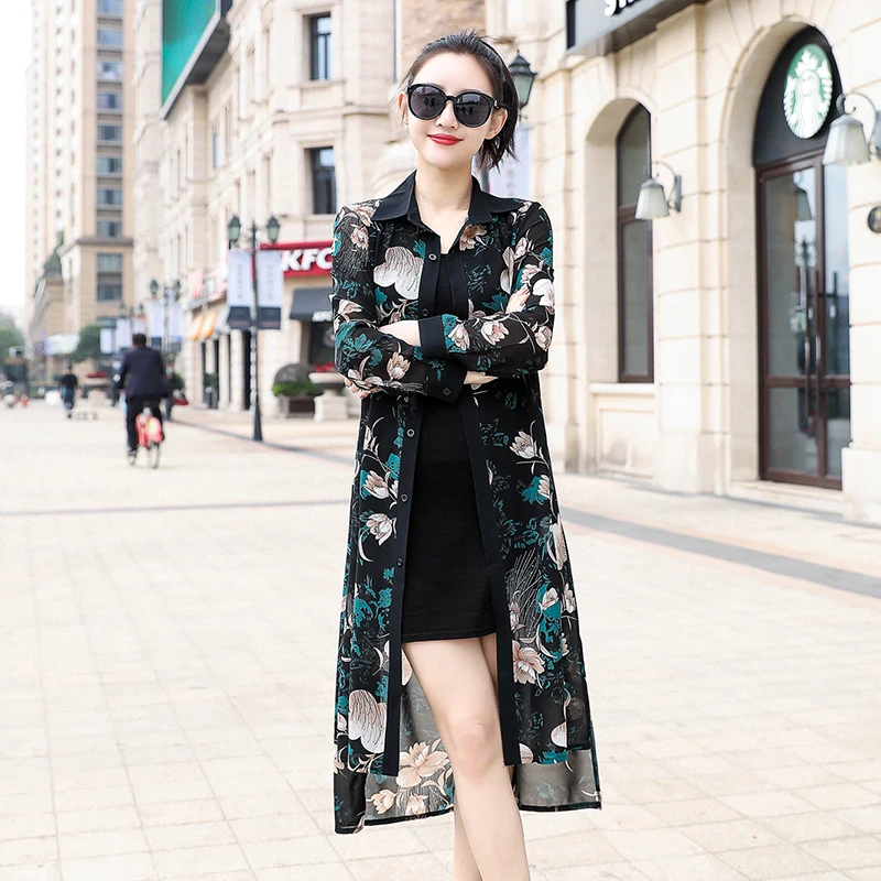 Floral Kimono Cardigan Long Sleeve Women Shirts Summer Holiday Beach Long Shirt Top Plus Size