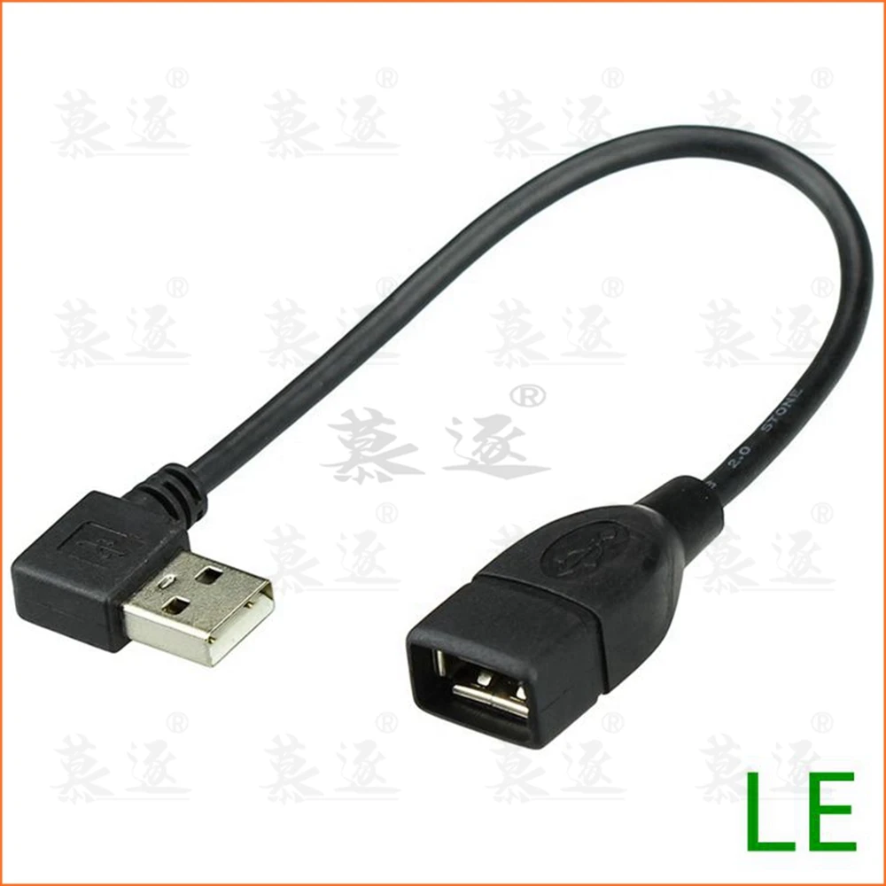 10cm 20cm USB 2,0 A wtyk żeński 90 kątowy przedłużacz USB 2,0 męski na żeński prawy/lewy/dolny/górny czarny kabel