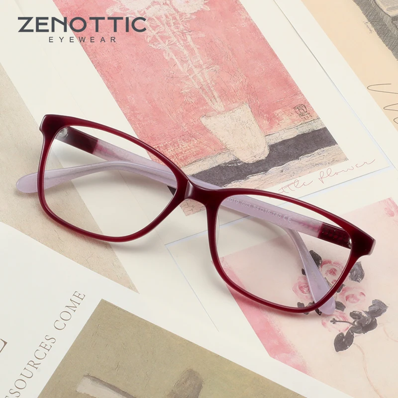 ZENOTTIC Fashion Women Square High-quality Acetate Optical Glasses Frame Ladies Non-Prescription  Eyeglasses BT3019