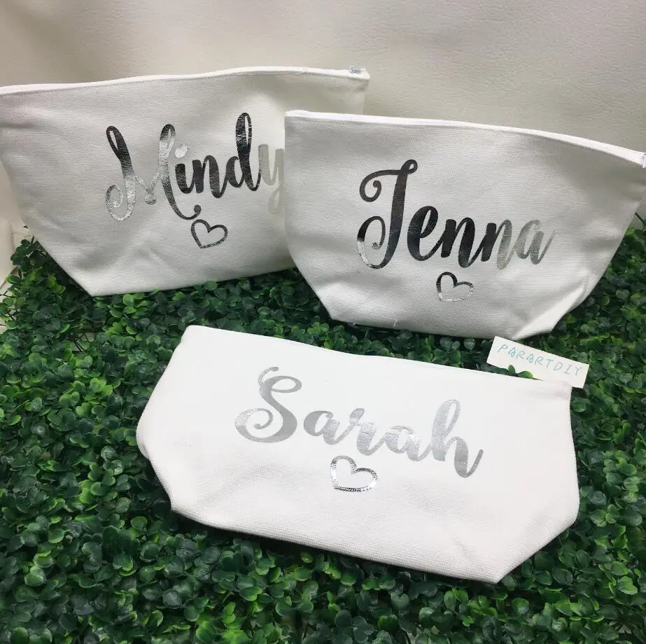 Personalised Zippered Pouch Name Pouch bridesmaid wedding Gift Make Up Cosmetic Bags maid of honor Unique Gift for Bridal Party