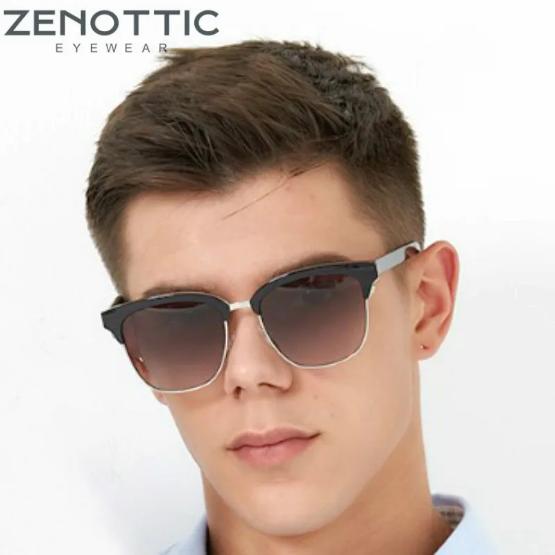 

ZENOTTIC Brand Design Half Frame Polarized Sunglasses Men Women Vintage Metal Square Driving UV400 Goggle Shades Sun Glasses