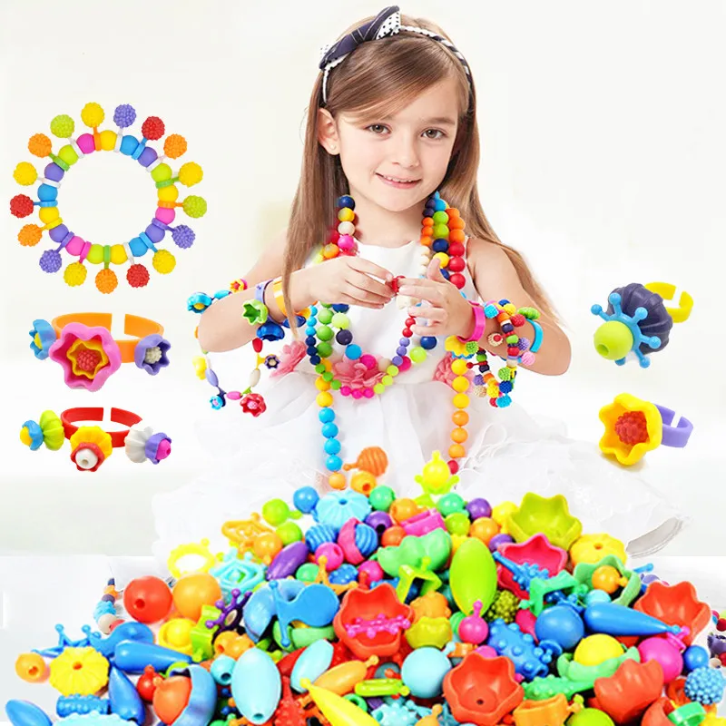 Brinquedo infantil artesanal, criativo com contas espaçadoras soltas, artesanato, colar de joias, kit de presente para meninas