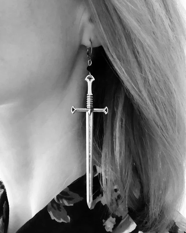 Long Sword Earrings,Gothic, Fantasy, Medieval, Viking, Witchy, Cosplay, Sword Jewelry,Dramatic Statement Errings