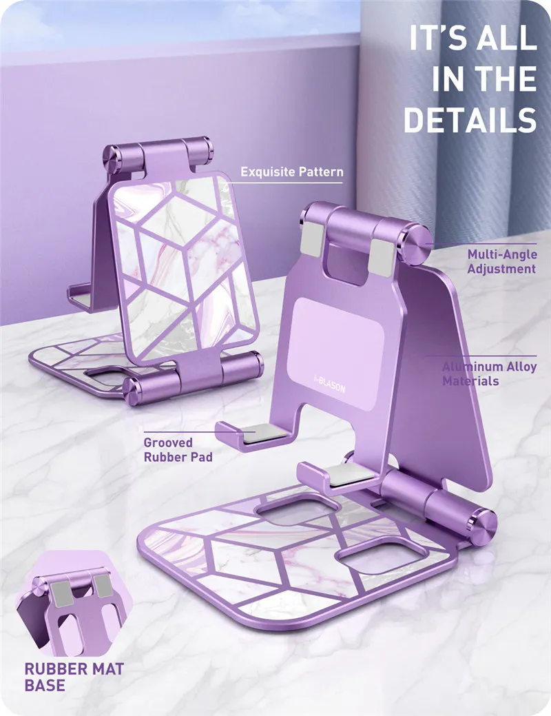 Adjustable Cell Phone Stand Holder I-Blason Phone Dock Multi Angle Compatible with Smart Phone For iPhone For Android Smartphone