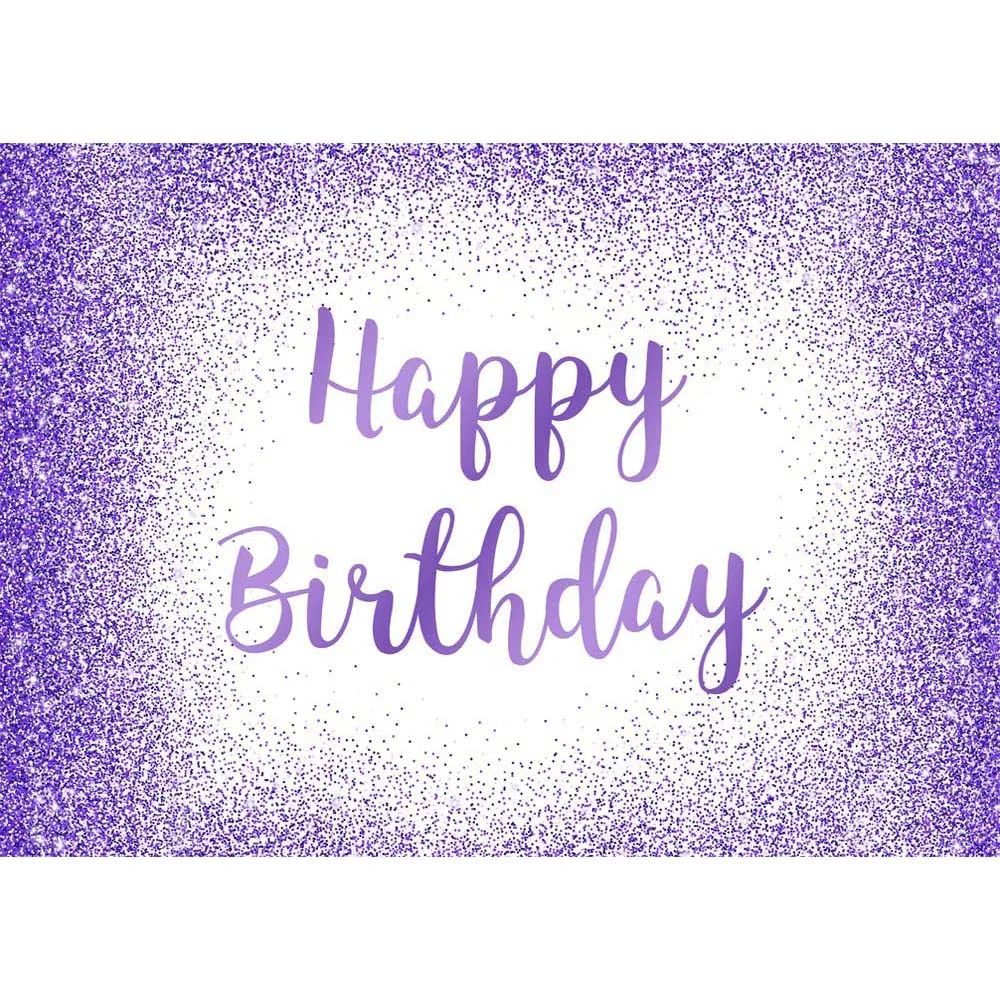 Mocsicka Glitter Happy วันเกิดสีม่วง Polka Dot ผู้หญิงวันเกิดตกแต่งภาพพื้นหลังงานแต่งงานโปสเตอร์ที่กำหนดเอง