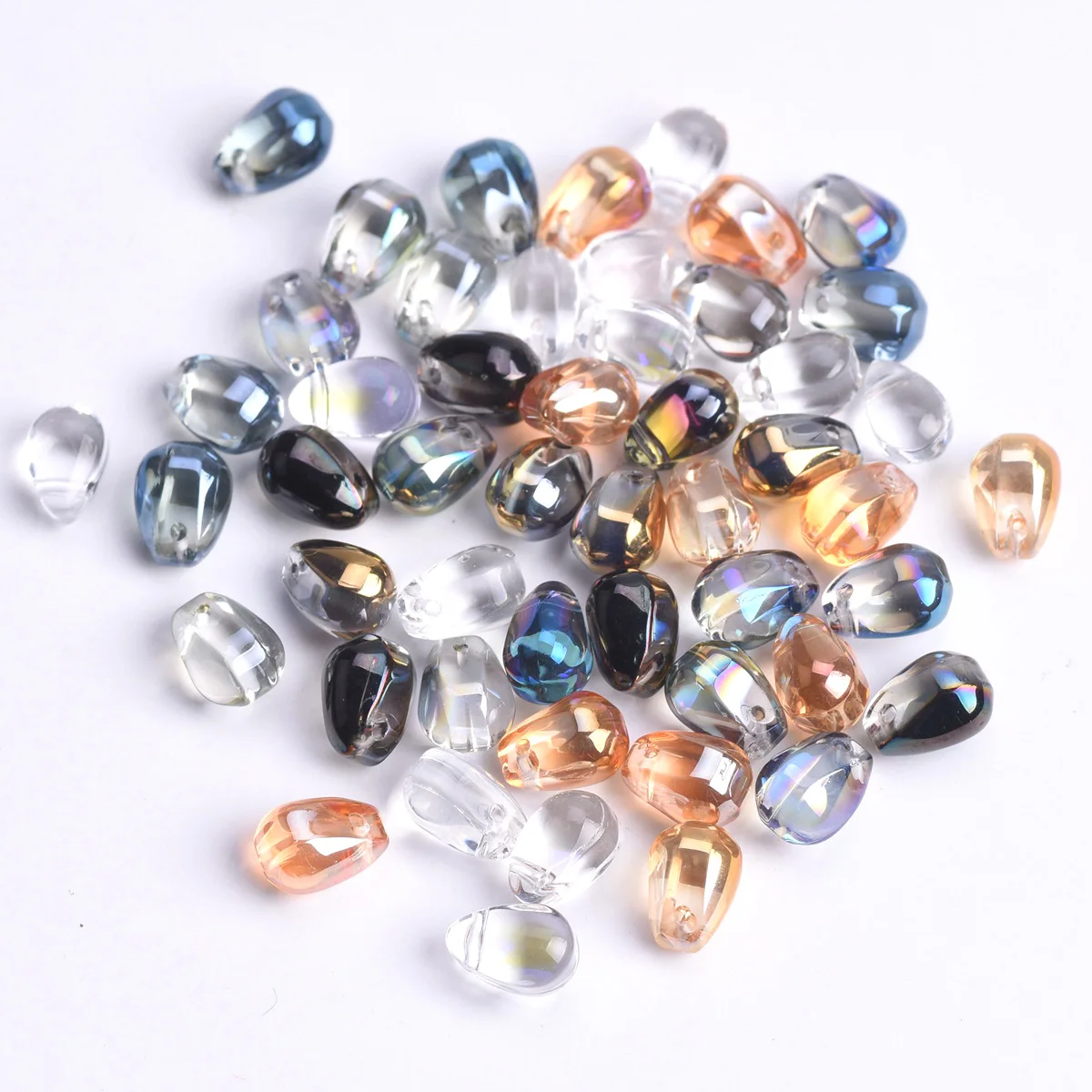 50pcs 6x9mm Colorful Teardrop Crystal Glass Loose Pendants Beads Lot for Jewelry Making DIY Crafts Findings