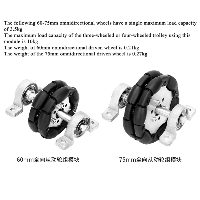 100KG Load Metal Omnidirectional Driven Wheel Module 60 127 152 203mm Instead Of Universal Wheels, No Slippage, High Stability