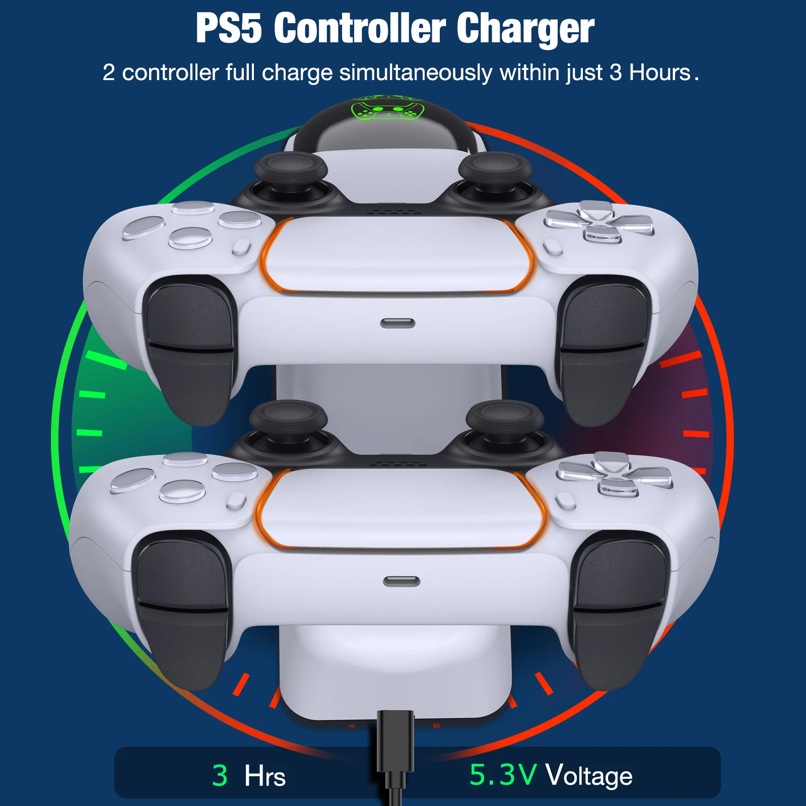 Dual Fast Charger For PS5 Controller Charger Station Charging Dock Station For Sony Playstation 5 Joysticks For PS5 Accessories