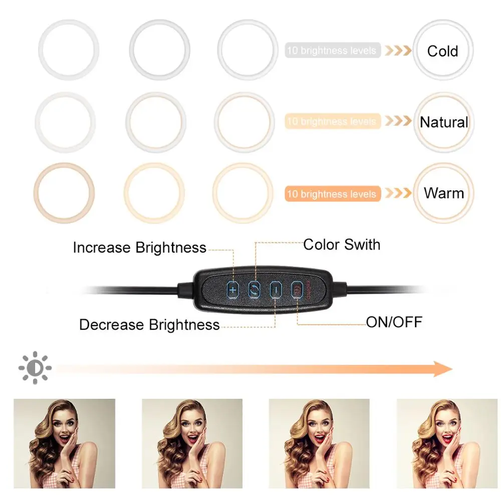 10.2 Inch Vòng Đèn Có Chân Đế-Rovtop Led Camera Selfie Ánh Sáng Nhẫn Cho Iphone Chân Máy Và Giá Đỡ Điện Thoại Cho chụp Ảnh Quay Phim