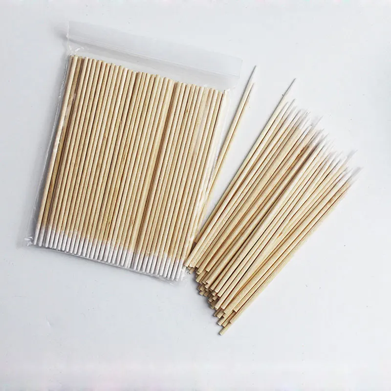 100/300/500pcs Wood Cotton Swab Cosmetics Permanent Makeup Ear Clean Sticks Buds Micro Brushes Eyelash Glue Removing Tool