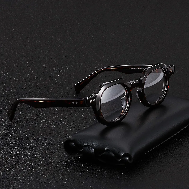 

Rockjoy Acetate Eyeglasses Frames Male Women Polygon Plain Tortoise Glasses Men Vintage Nerd Spectacles for Reading Optical Lens