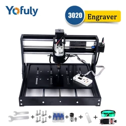 Máquina de gravação cnc 3020 pro, atualizada, com controle off-line, mini fresadora cnc, gravador a laser, roteador de madeira, pcb