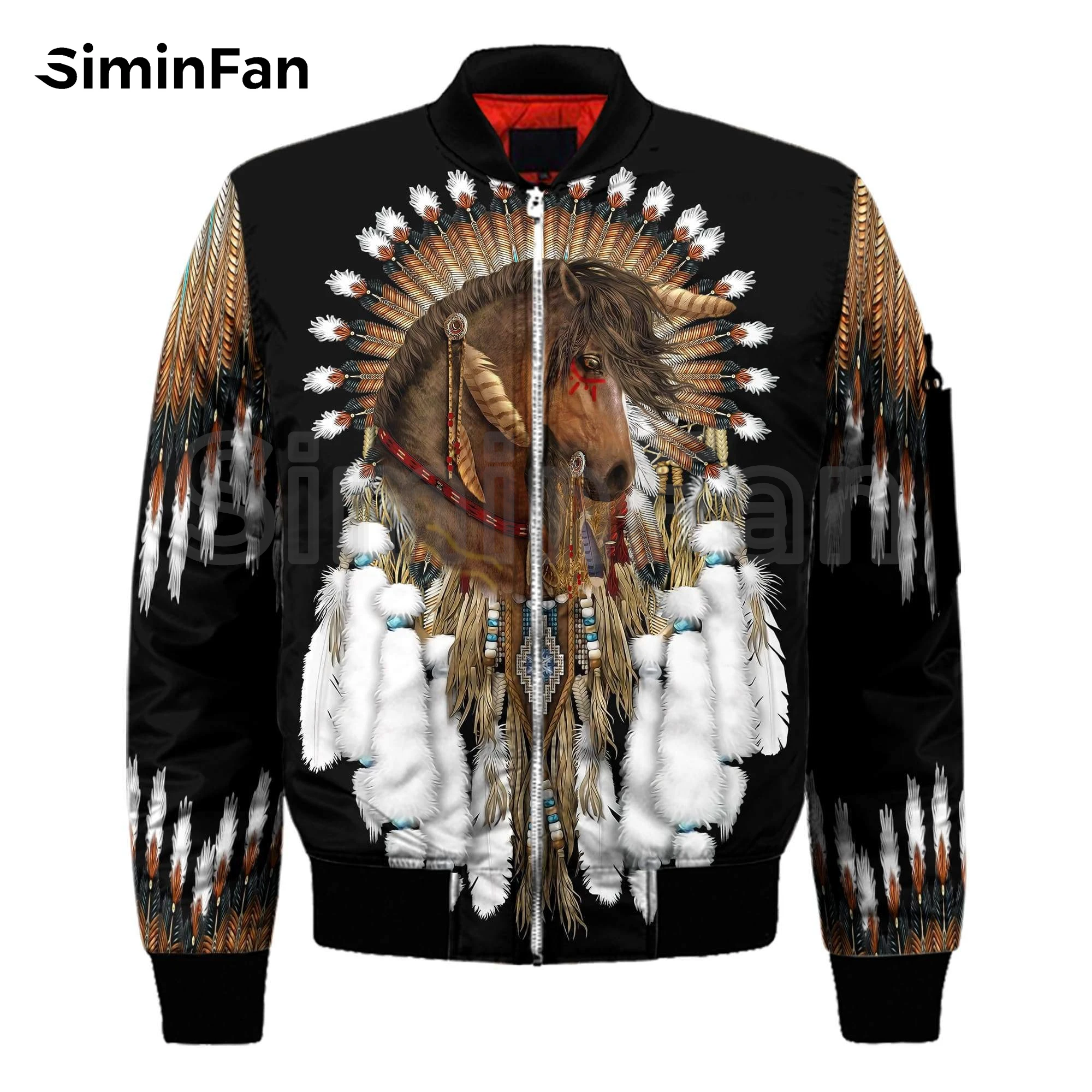 

Tribal Skull Wolf Horse Bear 3D Printed Mens Casual Flight Bomber Jackets Unisex Harajuku Winter Thick Coat Women Streetwear 05