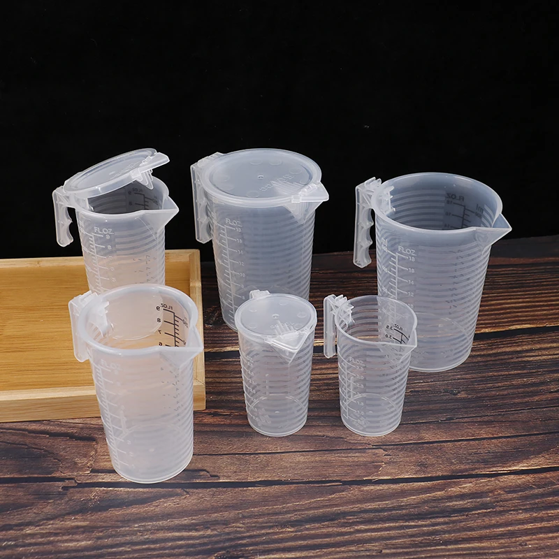 1PC 100/250/500ML Plastic Measuring Cups Jug  Liquid Container Clear Baking Kitchen Flour Water With Cover Kitchne Accessories