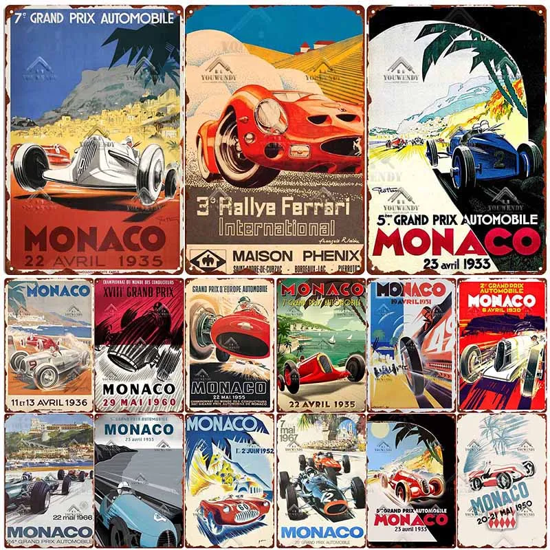 

Monaco Grand Prix Metal Signs, Retro Plaque, Vintage Car Races, Tin Sign for Garage, Workshop, Club, Man Cave, Wall Decor, UW63