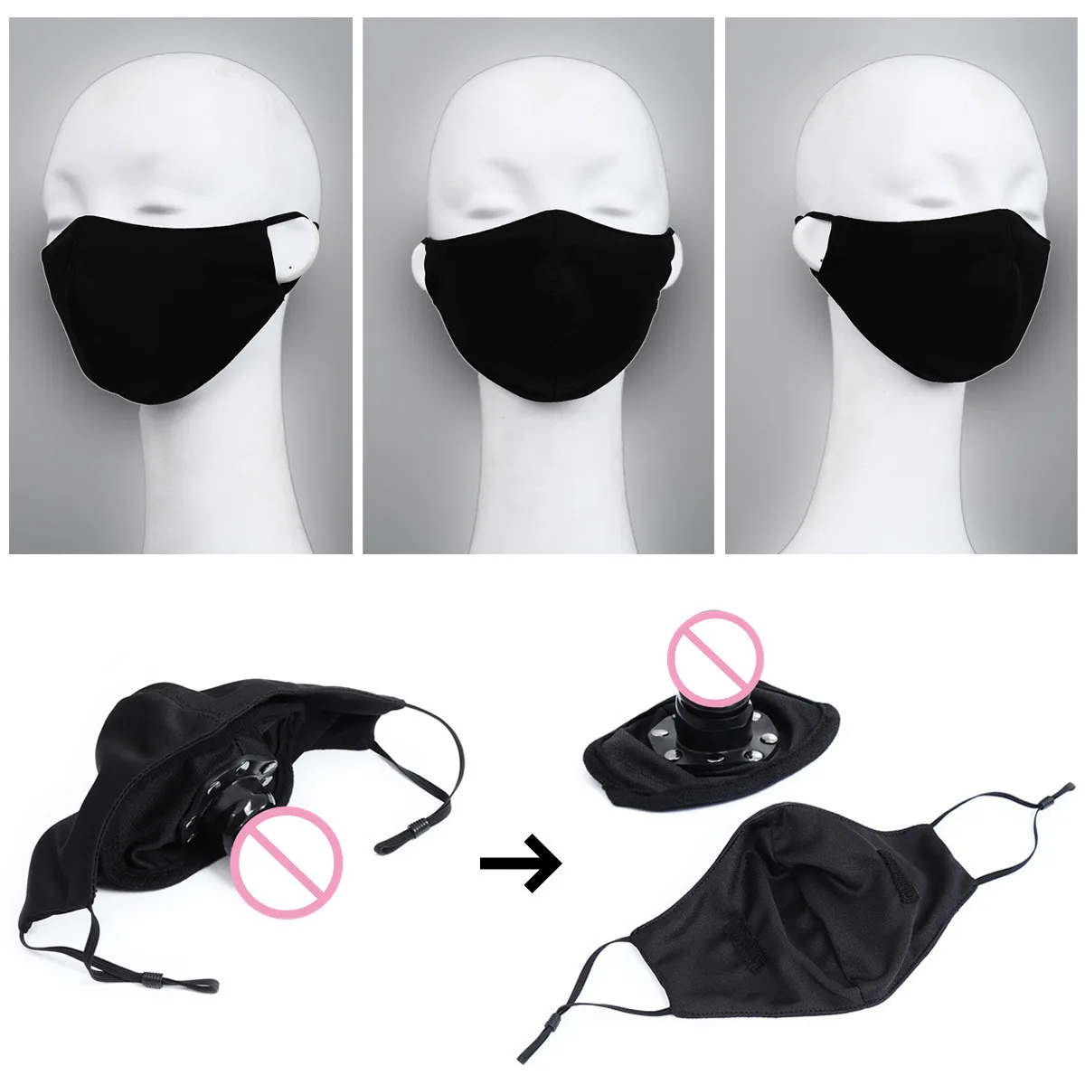 Exotic Accessories of Silicone Strap On Penis Slave Open Mouth Gag Sex Mask for Couples Bdsm Bondage Harness Fetish Erotic Toys