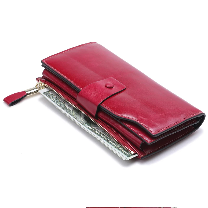 New Women Genuine Leather Wallets Female Zipper Purses Big Capacity Woman Purse Ladies Long Hasp Wallet Clutch Coin Card Holders