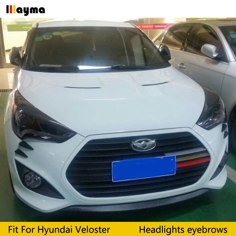 LP Style For Hyundai Veloster 1.6L 1.6T Carbon Fiber Wide Body Headlight Eyebrow CF Bumper Eyelid Auto Body Kit eyebrows 1pair