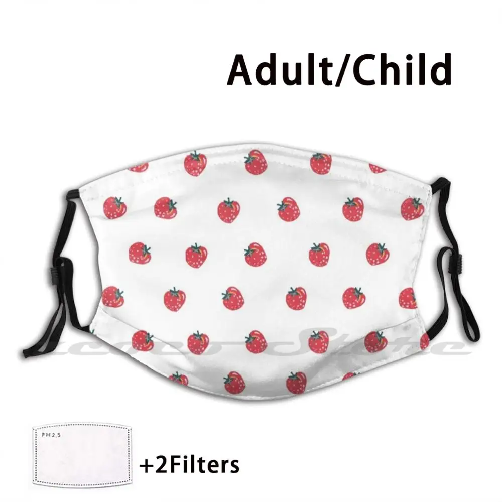 

Strawberry-White Mask Cloth Washable DIY Filter Pm2.5 Adult Kids Strawberry Berry Fruit Summer Picnic Brandy Brandy Melville