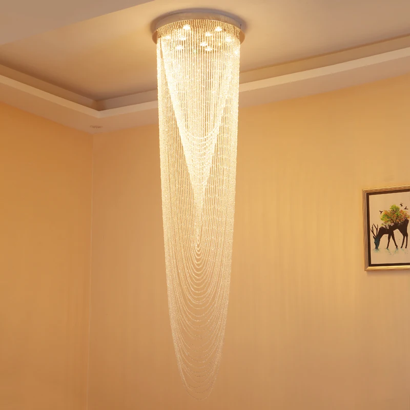 

Crystal hanging ceiling lamp round living room lamp creative villa duplex stair lamp Hotel Club hall engineering lighting