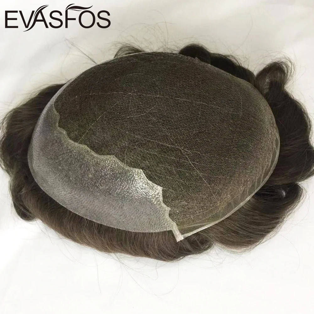 Natural Hairline Bleached Knots French Lace Front Mens Toupee Hairpieces Poly Lace Skin Hair Replacement Systems Various Color