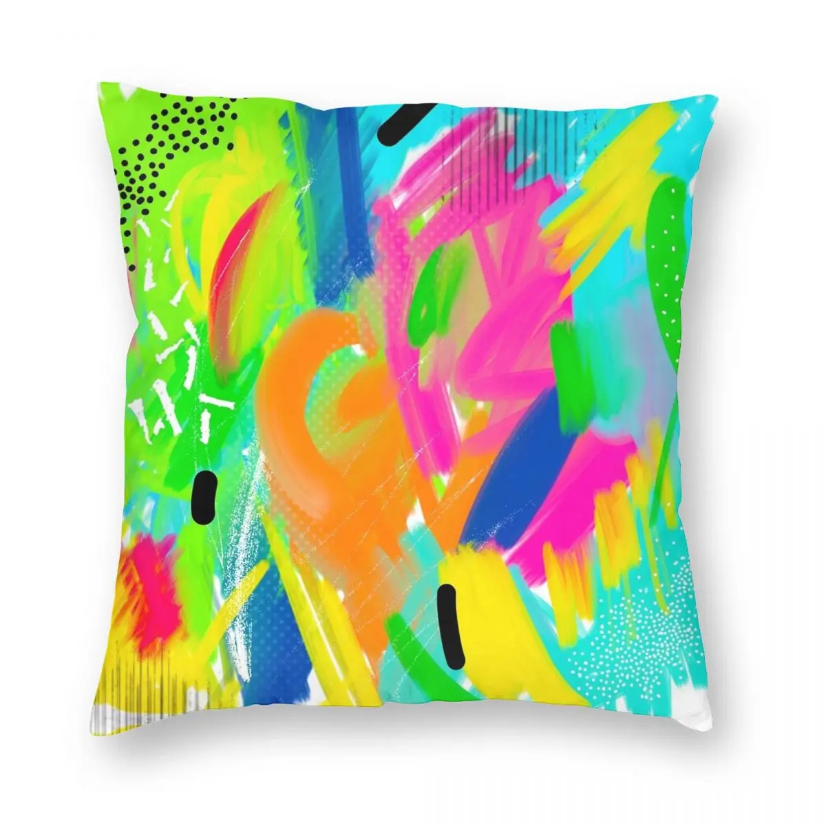 

Colorful Abstract Painting Square Pillowcase Polyester Linen Velvet Pattern Zip Decorative Car Cushion Case 18"