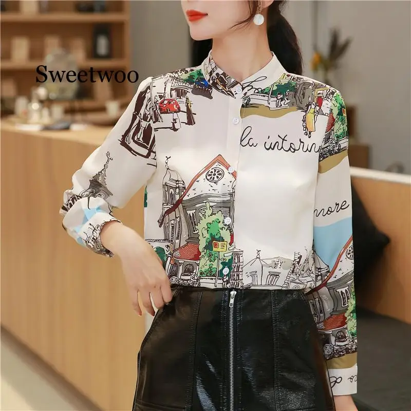 

Print Blouse Women Fashion Temperament Ladies Tops Casual Slim Chiffon Shirt Female Elegant Long Sleeve Tunic Woman 2020 Spring