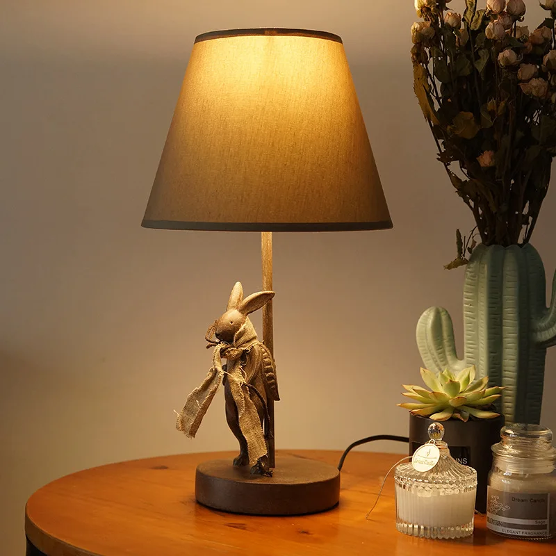 

Nordic Rabbit Table Lamp Country Retro art deco Decoration Night light bedroom lamp living room Children's Room bedside lamps