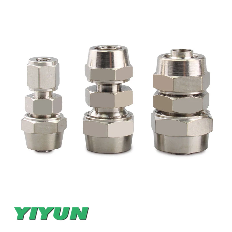 Brass nickel plated quick-locking female straight-through reducer PG4/PG6/PG8/PG10/PG12/PM14-06/08/10/12/14/16