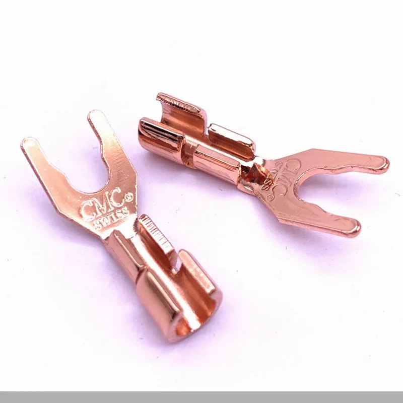 Hi-End 5mm Solid Copper Speaker Y Spades Fork connector Plug Banana plug Speaker Amplifier socket