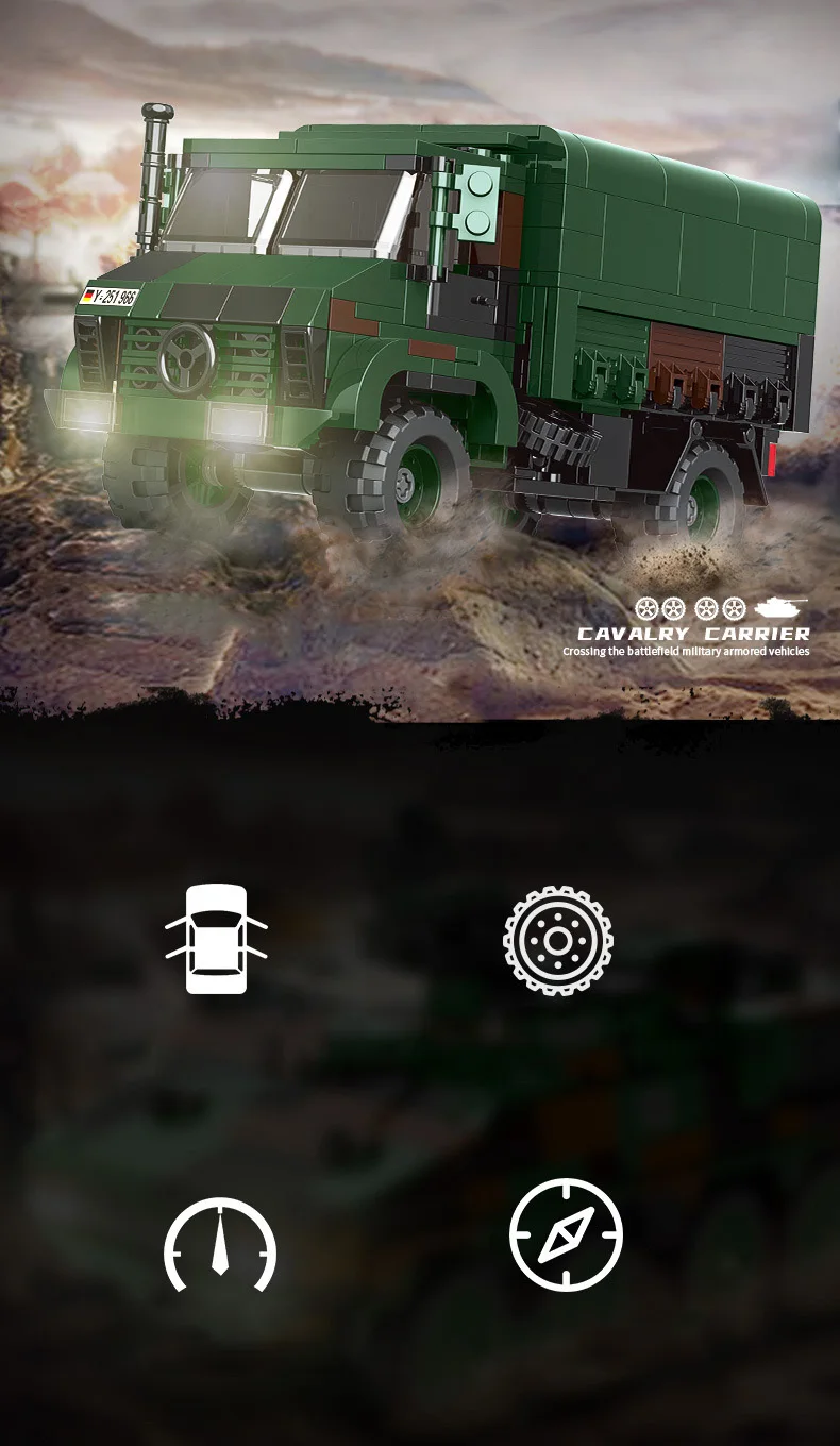 Deutschland Moderner Militär-Benz Unimog LKW ORV Batisbricks Baustein-Set LKW 2t GL Fahrzeug Modellbausatz Spielzeug für Geschenke – Detail 1