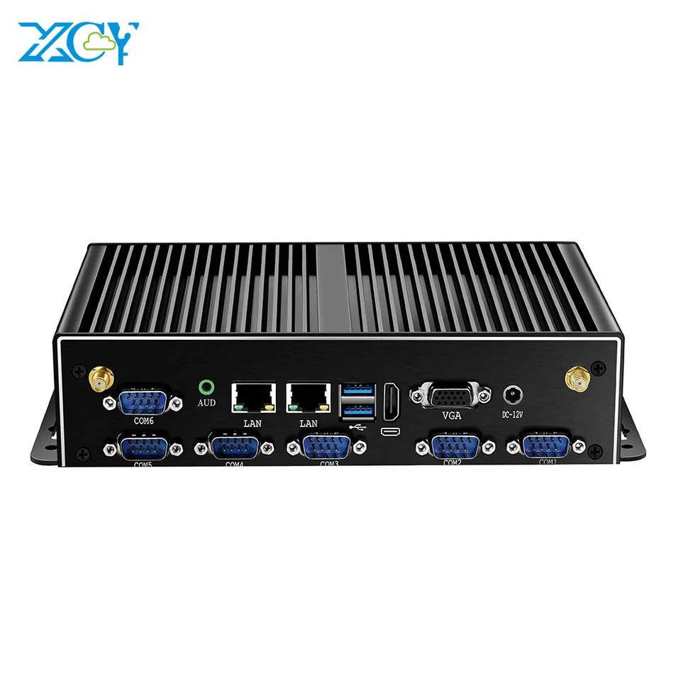 XCY 팬리스 산업용 미니 PC 인텔 코어 I7 5500U 2개의 기가비트 이더넷 LAN 포트 6개의 COM RS232 포트 HDMI VGA 6개의 USB 포트 WiFi 4G LTE 지원 윈도우 리눅스 썸네일 7