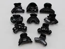 10 Assorted Black Plastic Mini Hair Claw Clamp Clips Bangs clips For Women Girls