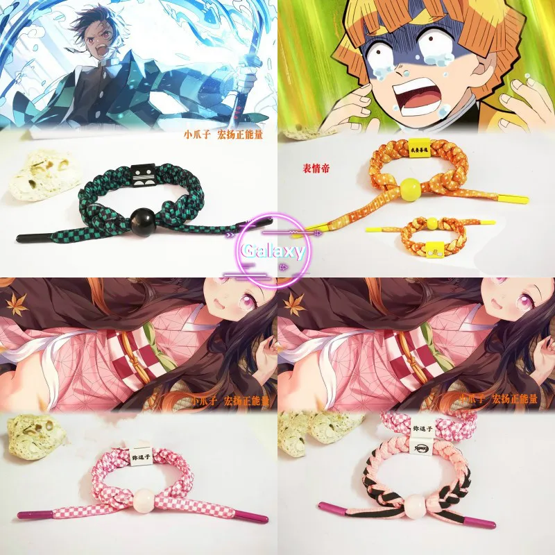 Kimetsu No Yaiba Bracelet Figure Kamado Tanjirou Nezuko Zenitsu Keychain Keyring Bangle Wristband Fans Xmas Gift