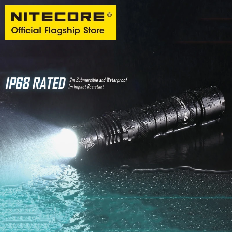 NITECORE P10i one-button flash tactical flashlight small straight self defense USB Rechargeable flashlights 1800 Lumens, Battery