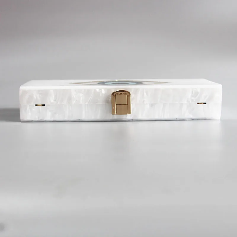 Marbling pearl white evil eye Acrylic Purse Box Clutch Luxury Handbags Women Bga Designer Messenger Beach Travel Summer Acrylic