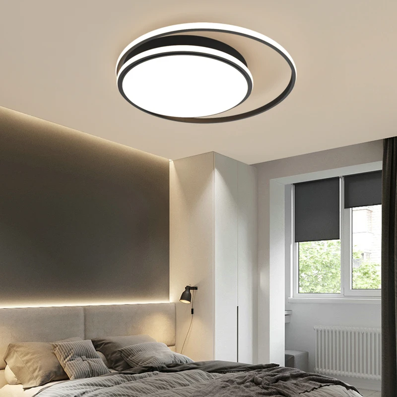 

Minimalist Round Black Ceiling Lamp Home Creativity Lighting Fixtures Modern Led Chandeliers for Bedroom Dining Room Kitchen