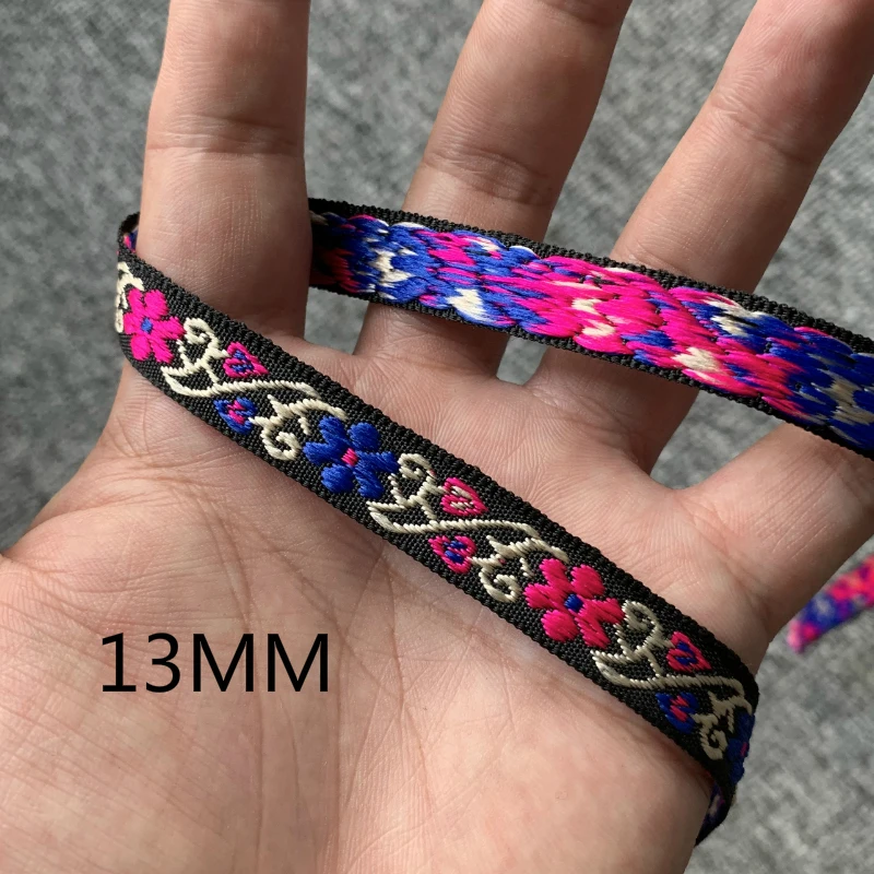 5 YARD 1/2 INCH 12mm Flower And Geometry Handmade Jacquard Ribbon Lace QDZDTFZ20080701