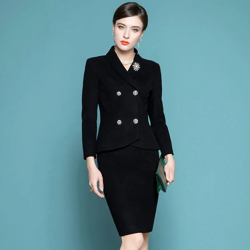 High End Professional Dress Temperament Goddess Suit Autumn And Winter New Two Piece Suit Skirt