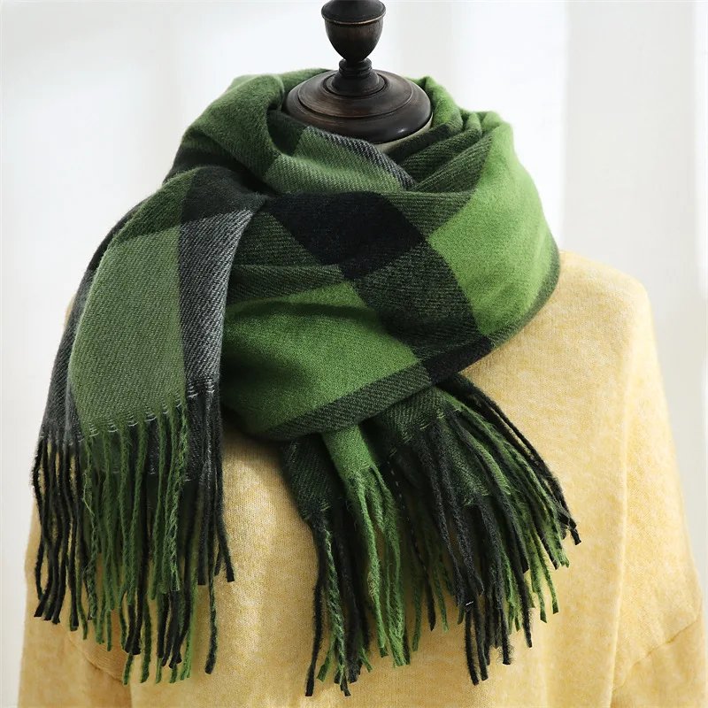 Cashmere Plaid Women Scarf 2022 Autumn Winter Fashion Warm Shawl Wrap Bandana Pashmina Long Tassel Female Foulard Thick Blanket